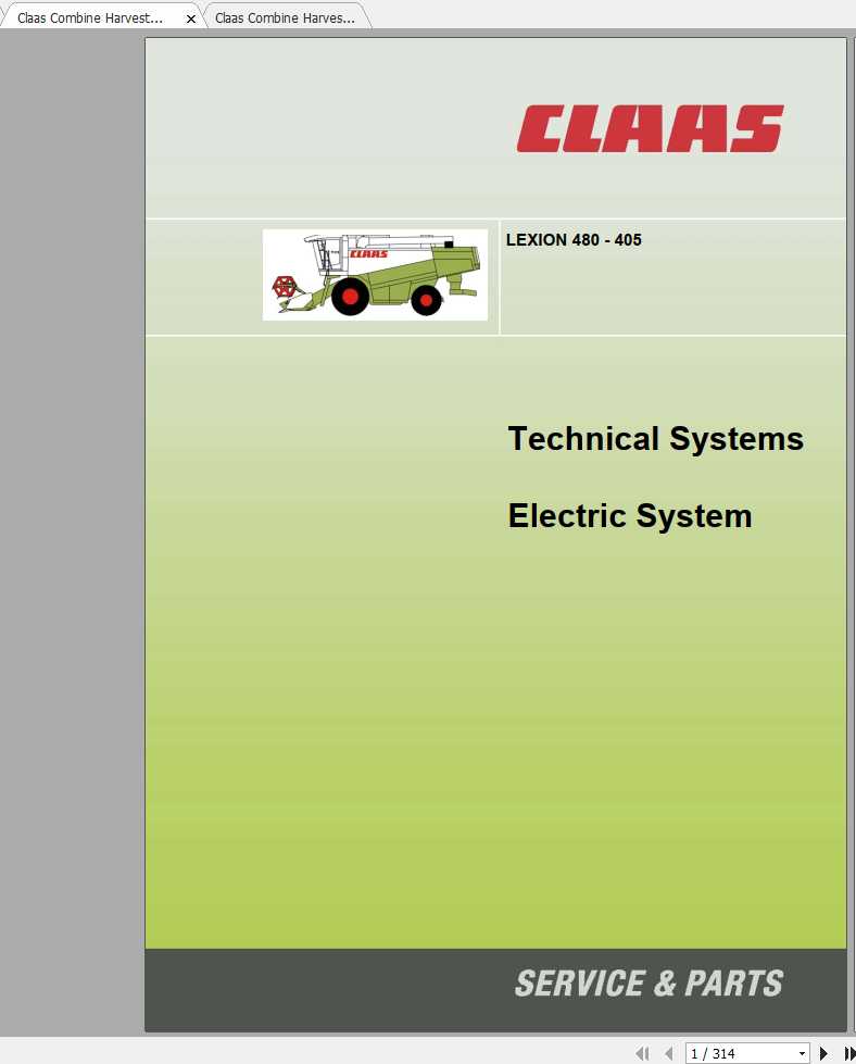 Claas Combine Harvester LEXION 480 405 Technical System 1
