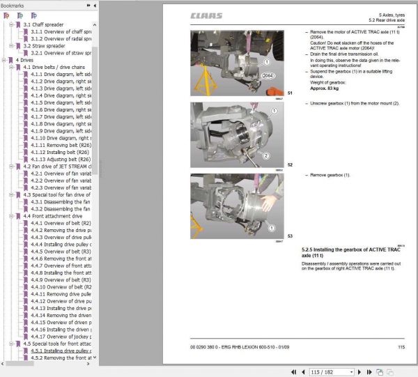 Claas Combine Harvester LEXION 560 510 600 570 Repair Manual Supplement 2