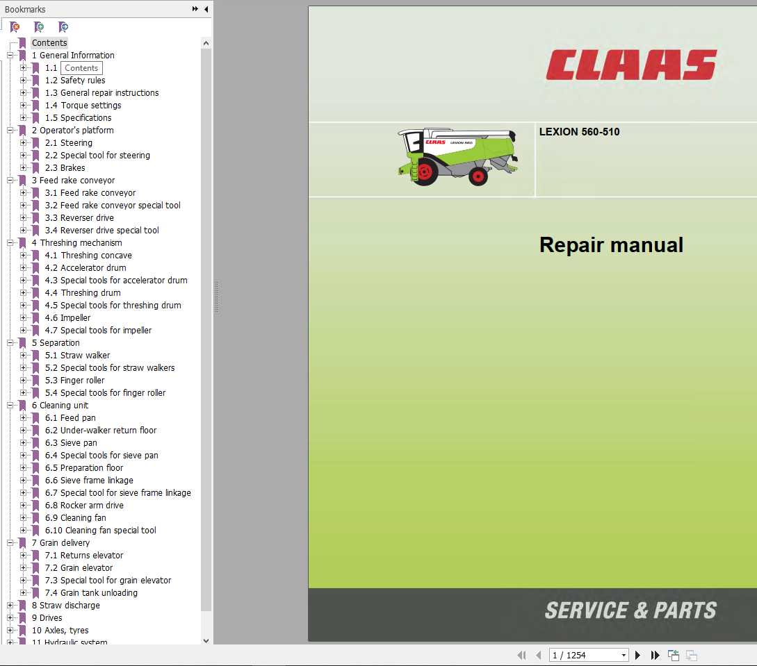 Claas Combine Harvester LEXION 560 510 EN Repair Manual 1