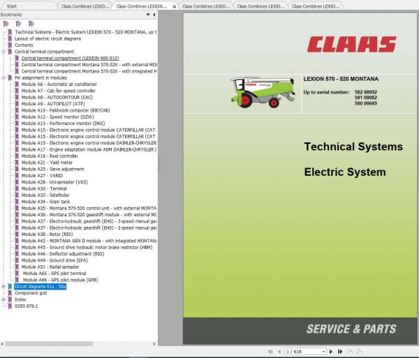 Claas Combine Harvester LEXION 570 520 Montana Electric Hydraulic System 2
