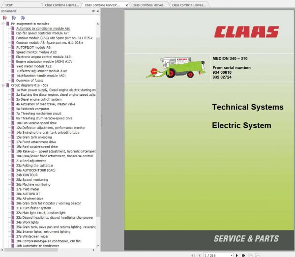 Claas Combine Harvester MEDION 340 310 Electric Hydraulic System 2