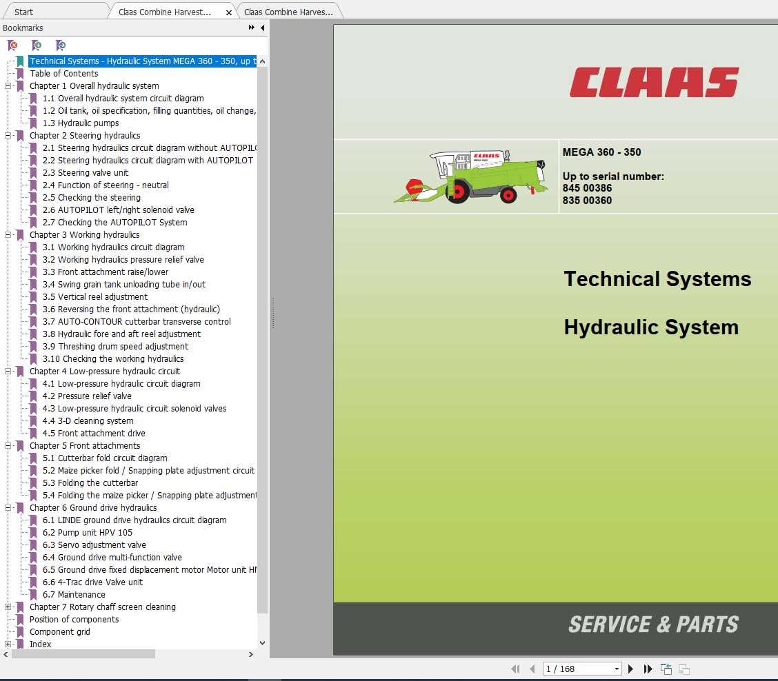 Claas Combine Harvester MEGA 360 350 Technical System 1