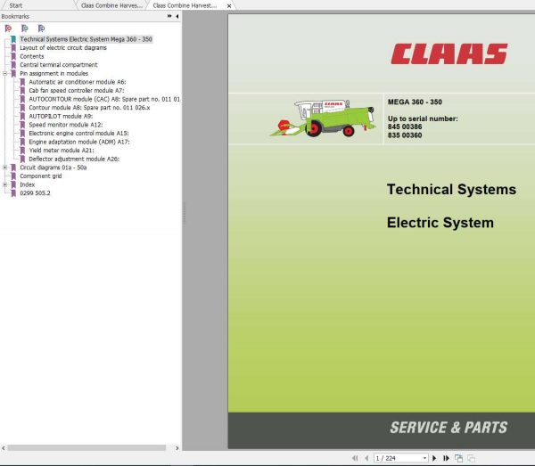 Claas Combine Harvester MEGA 360 350 Technical System 2