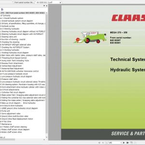 Claas Combine Harvester MEGA 370 350 Technical System 1
