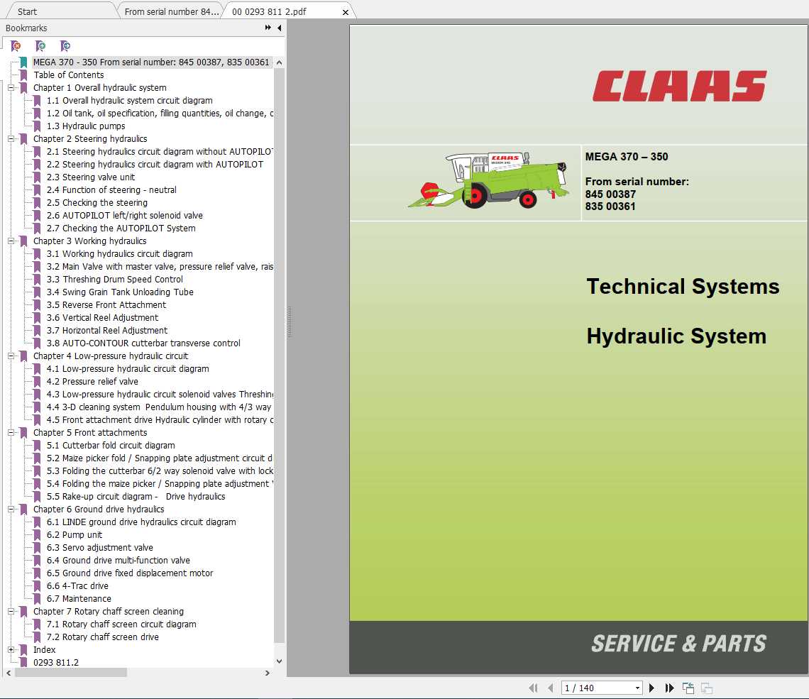 Claas Combine Harvester MEGA 370 350 Technical System 1