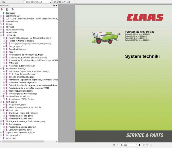 Claas Combine Harvester TUCANO 450 430 340 320 PL Technical System 1