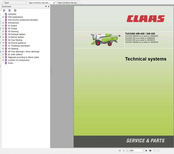 Claas Combine Harvester TUCANO 450 430 340 320 Technical System 1