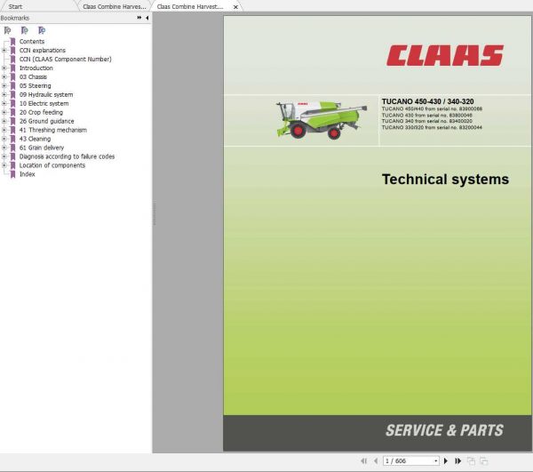 Claas Combine Harvester TUCANO 450 430 340 320 Technical System 2