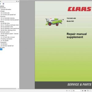 Claas Combine Harvester TUCANO 450 Model 840 Repair Manual Supplement 1