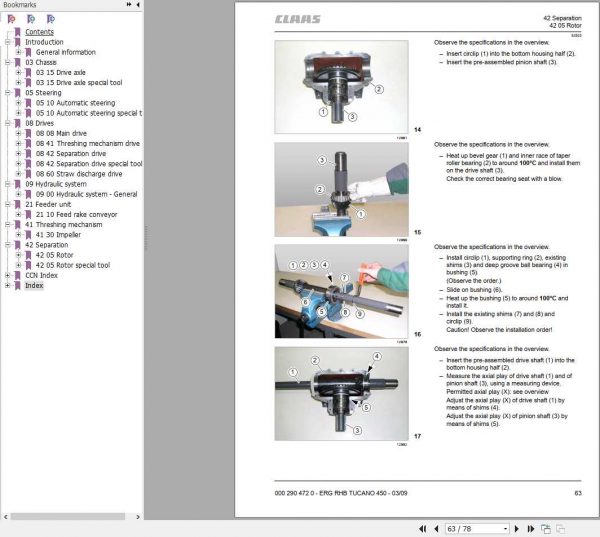 Claas Combine Harvester TUCANO 450 Model 840 Repair Manual Supplement 2