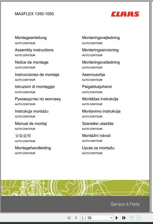 Claas Combines AUTO CONTOUR Fitting Instruction FR DE EN RU 1