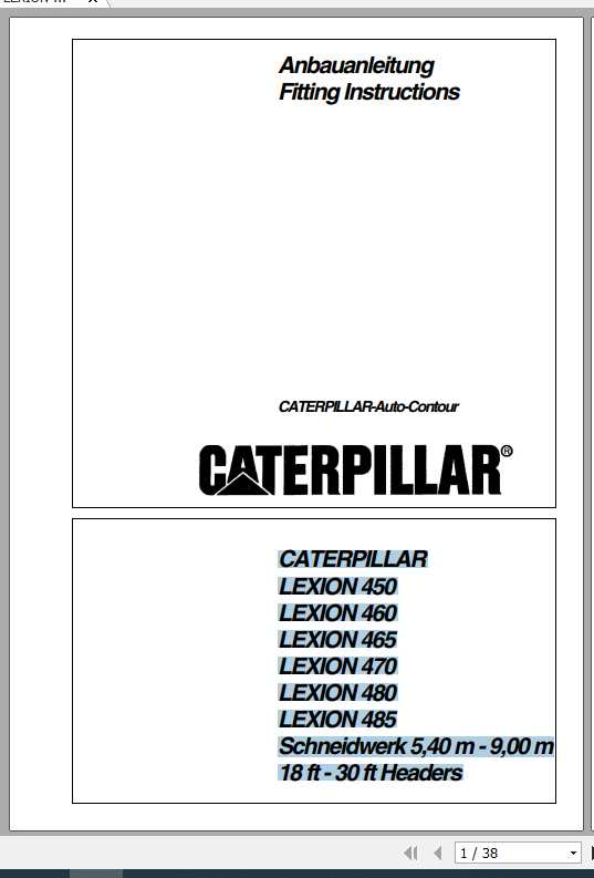 Claas Combines CATERPILLAR Auto Contour 540 m 900 m Fitting Instruction 1
