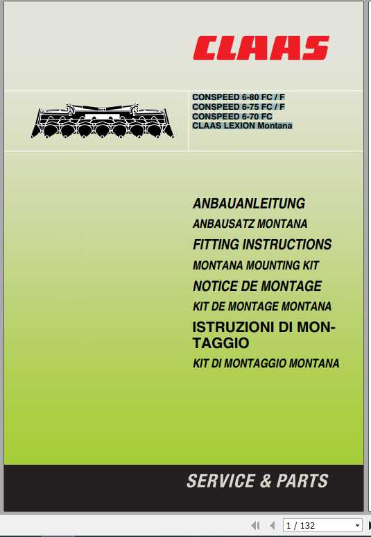 Claas Combines CONSPEED 6 80 6 75 6 70 FC LEXION Montana Fitting Instruction 1