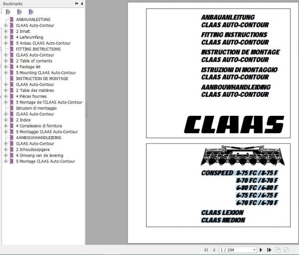 Claas Combines CONSPEED LEXION MEDION Fitting Instruction 1