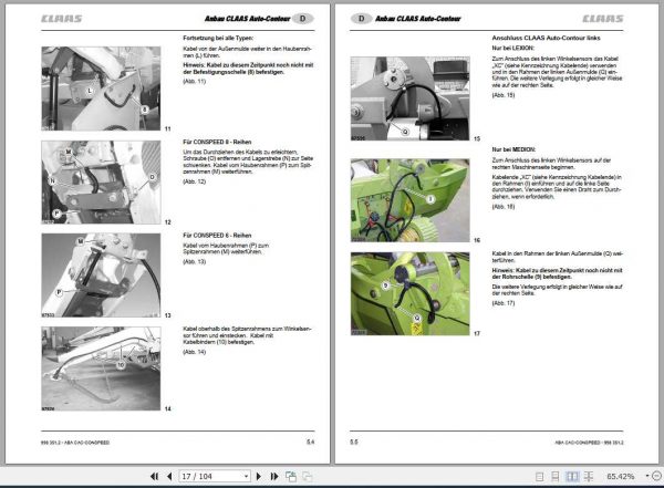 Claas Combines CONSPEED LEXION MEDION Fitting Instruction 2