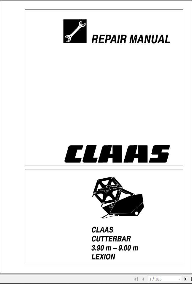 Claas Combines CUTTERBAR 390m 900 m Lexion Repair Manual 1
