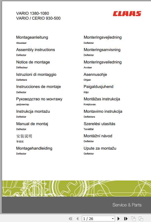 Claas Combines Deflector Fitting Instruction FR DE EN RU 1