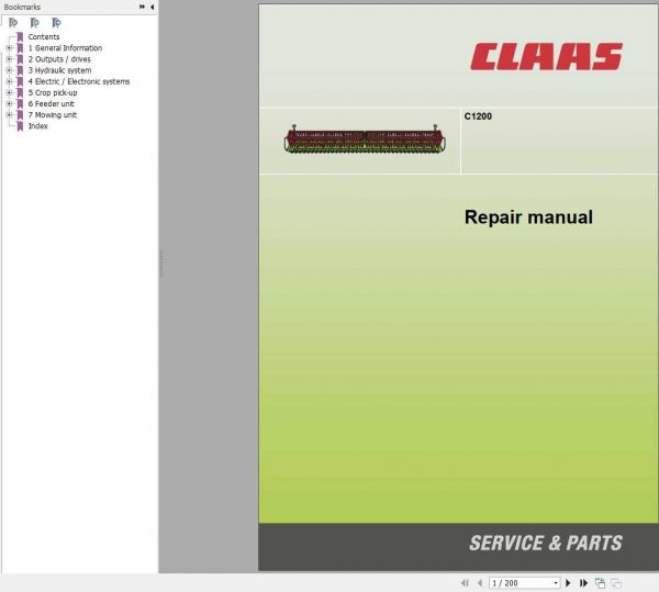 Claas Combines Harvester Header C1200 Repair Manual 1