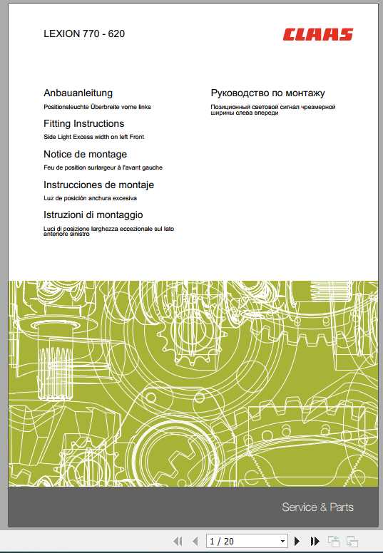Claas Combines LEXION 600 520 Fitting Instruction FR DE EN RU 1