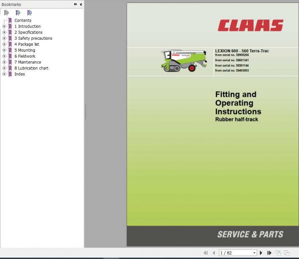 Claas Combines LEXION 600 560 Terra Trac Fitting Instruction 2