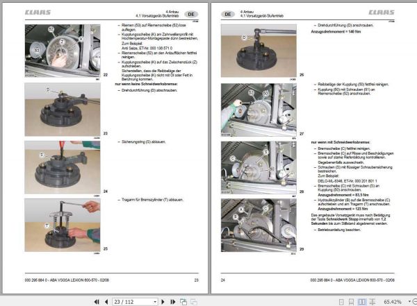 Claas Combines LEXION 600 570 Fitting Instruction FR DE EN RU 2
