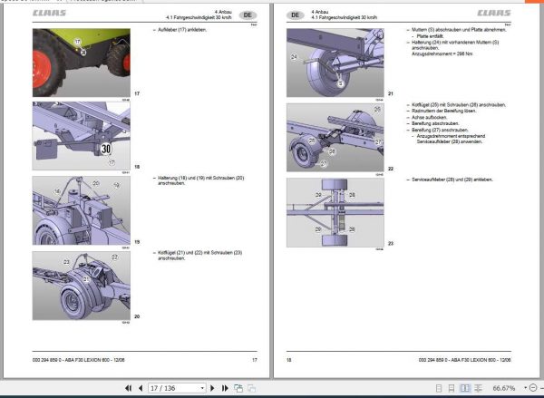 Claas Combines LEXION 600 Fitting Instruction FR DE EN RU 2