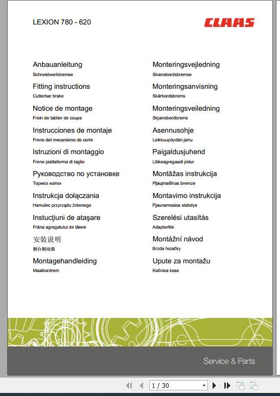 Claas Combines LEXION 780 620 Fitting Instruction