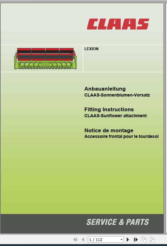Claas Combines LEXION Fitting Instruction FR DE EN RU 1