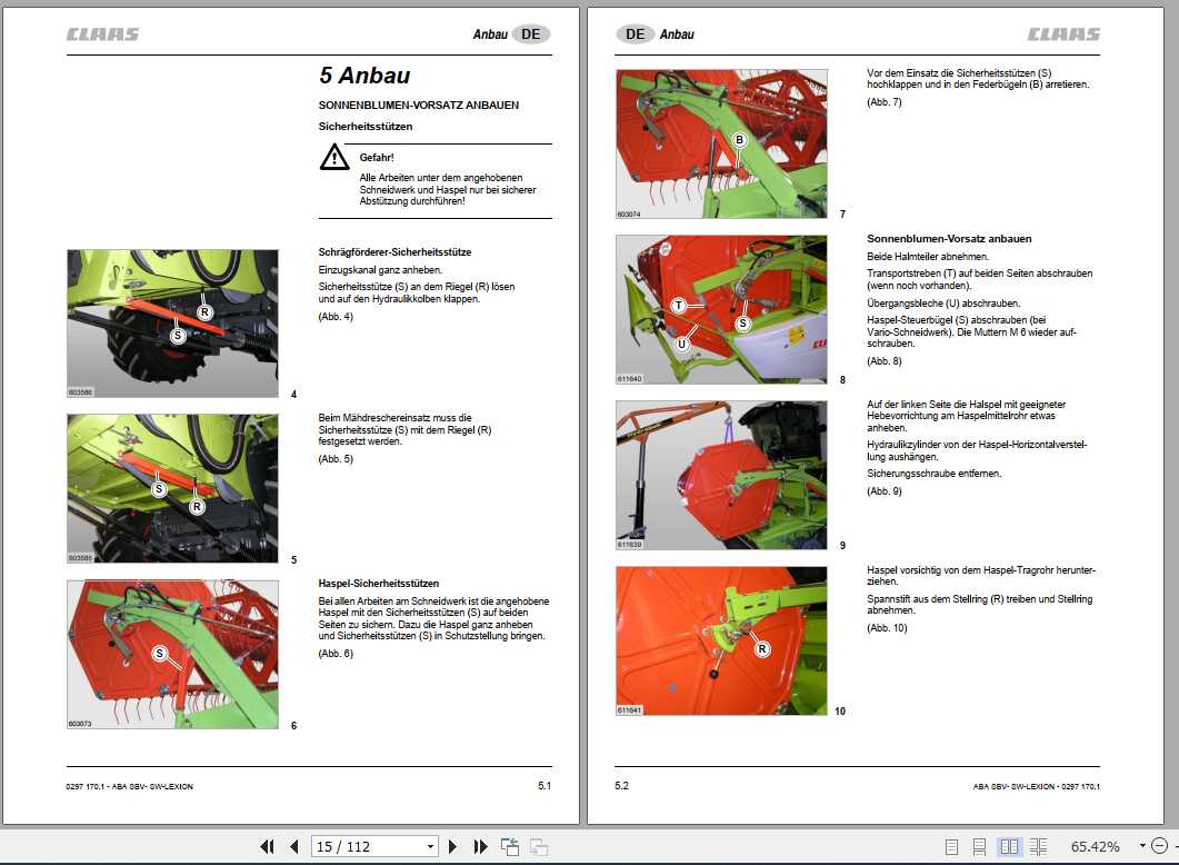 Claas Combines LEXION Fitting Instruction FR DE EN RU