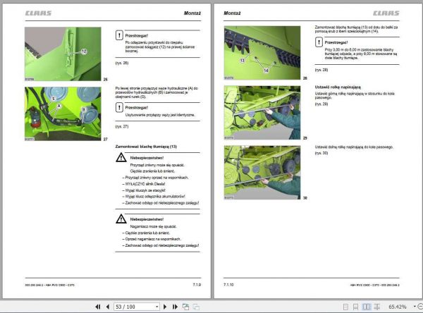 Claas Combines LEXION MEGA MEDION DOMINATOR C900 C370 Fitting Instruction PL 2