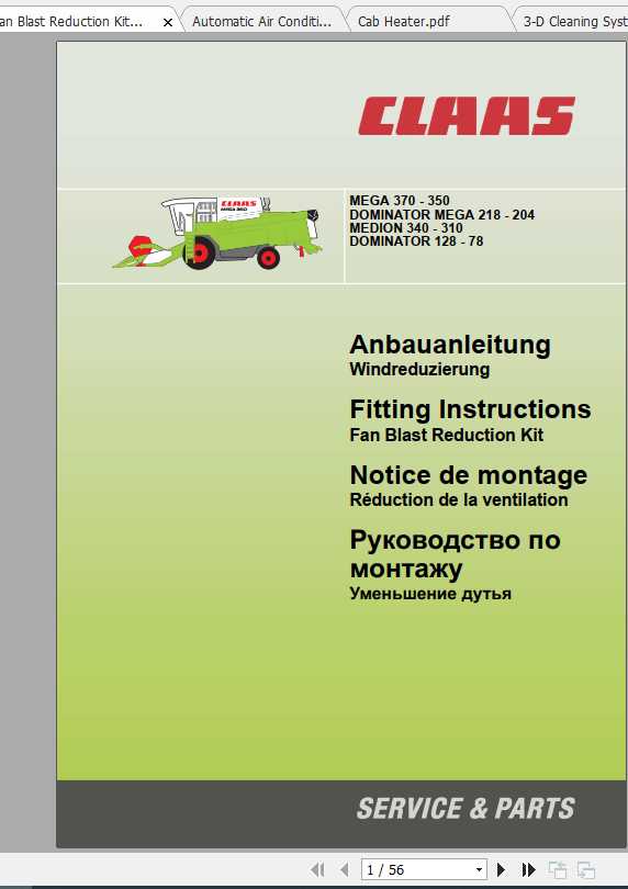 Claas Combines MEGA MEDION 310 370 Fitting Instruction 2