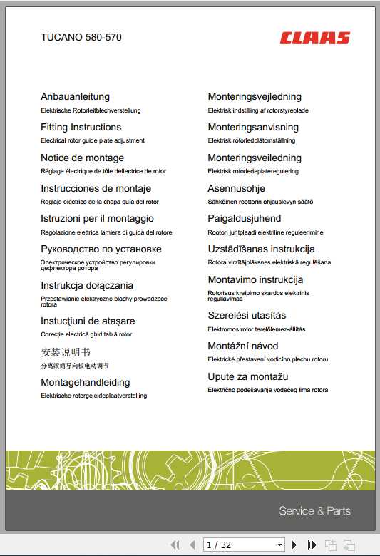 Claas Combines TUCANO 580 570 Fitting Instruction FR DE EN RU 1