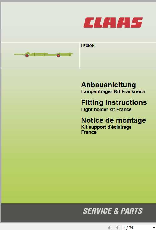 Claas Combines Transport carriage 3.90 m 12 m Fitting Instruction