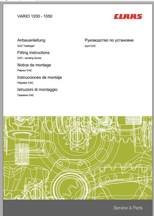 Claas Combines VARIO 1050 1380 Fitting Instruction 2