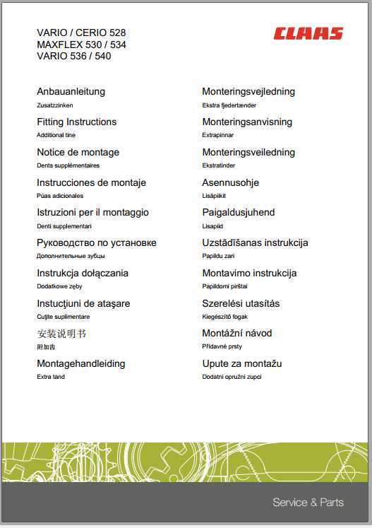 Claas Combines VARIO CERIO MAXFLEX Fitting Instruction 2