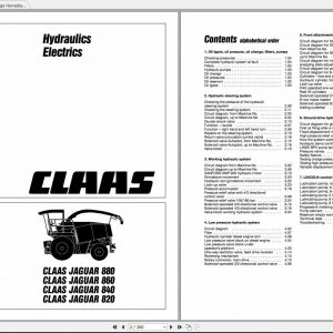 Claas Forage Harvester JAGUAR 880 860 840 820 Hydraulics Electrics Systems 1