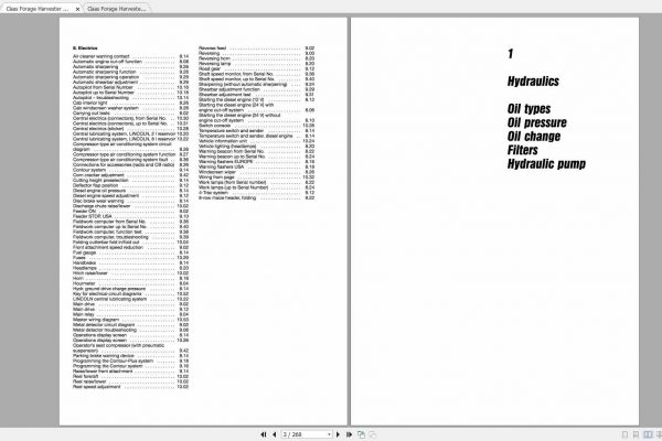 Claas Forage Harvester JAGUAR 880 860 840 820 Hydraulics Electrics Systems 2