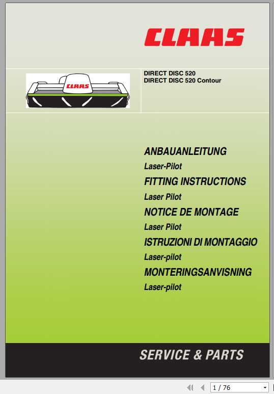 Claas Forage Harvesters DIRECT DISC 520 600 Fitting Instruction 1