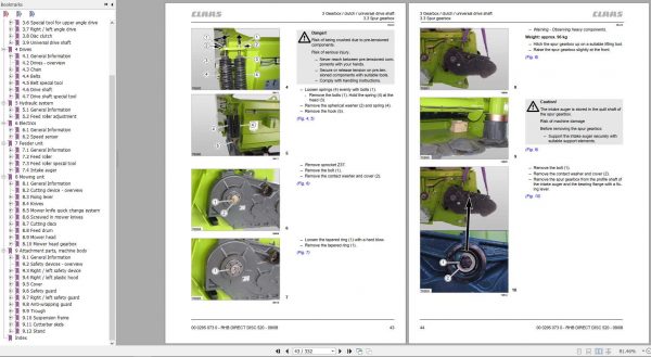 Claas Forage Harvesters DIRECT DISC 520 Comfort EN Repair Manual 2