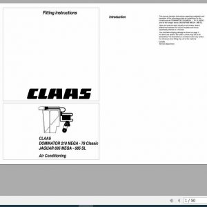 Claas Forage Harvesters DOMINATOR 218 MEGA 78 Claasic JAGUAR 695 MEGA 685SL Fitting Instruction 1