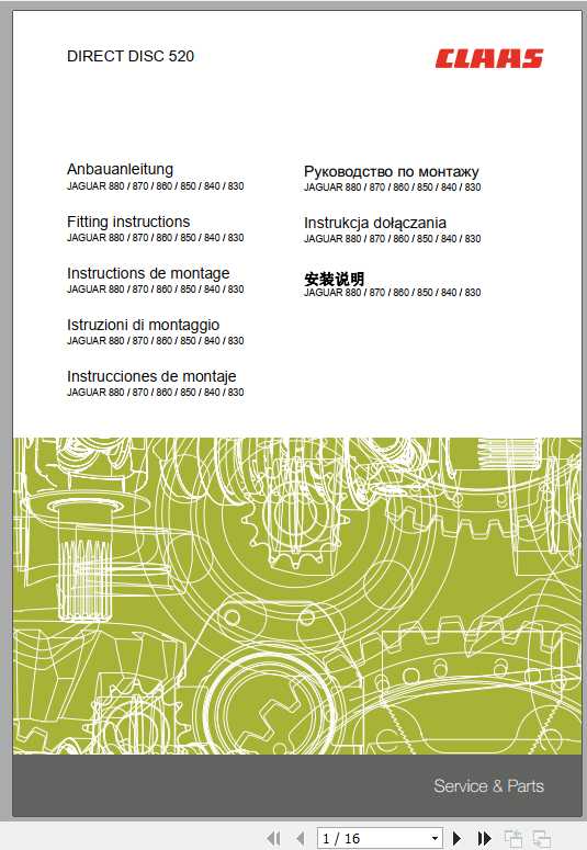 Claas Forage Harvesters JAGUAR 880 820 Fitting Instruction FR DE EN RU 1