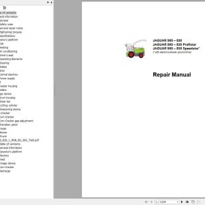 Claas Forage Harvesters JAGUAR 900 830 Profistar Speedstar Repair Manual 1