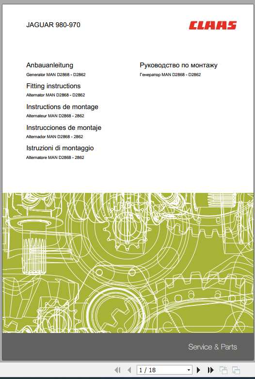 Claas Forage Harvesters JAGUAR 980 970 Fitting Instruction 1