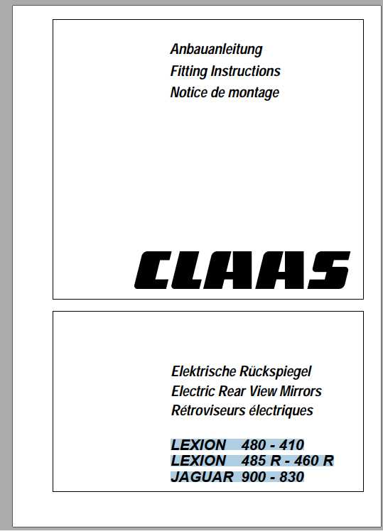 Claas Forage Harvesters LEXION TUCANO JAGUAR Fitting Instruction 1