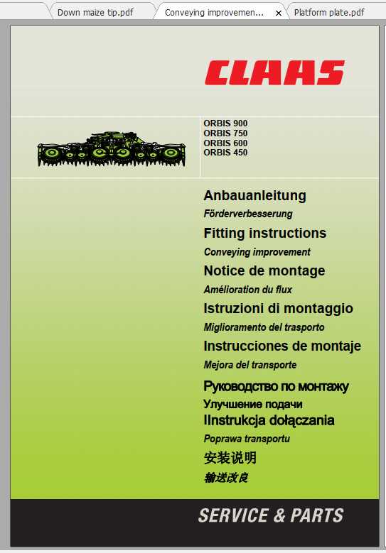 Claas Forage Harvesters ORBIS 900 ORBIS 750 ORBIS 450 Fitting Instruction 1
