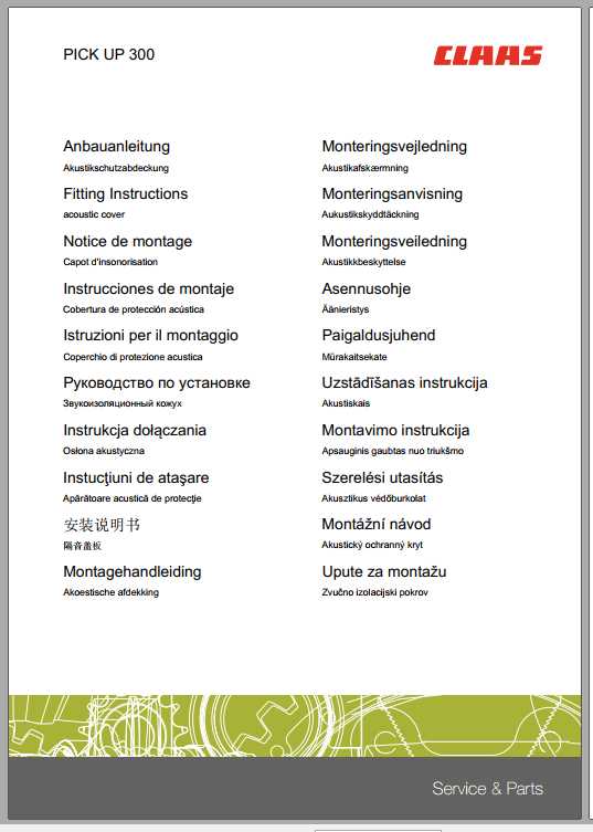 Claas Forage Harvesters PICK UP 300 Fitting Instruction 1