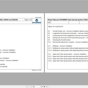 Claas GRAMMER Seat Spring System DS85 DS85H and MSG85 Repair Manual 1