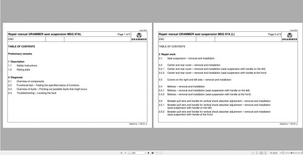 Claas GRAMMER seat suspension MSG 97AL Repair Manual 1