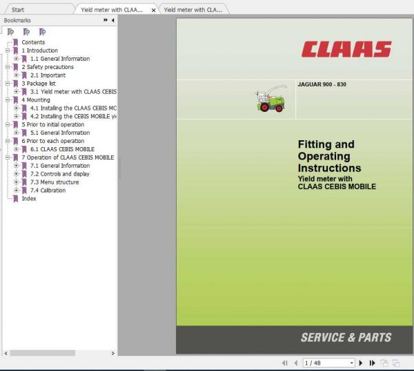Claas Jaguar 900 830 Operators Manual 1