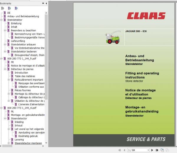 Claas Jaguar 900 830 Operators Manual FR DE EN RU 1